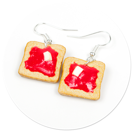 earrings toast with jam