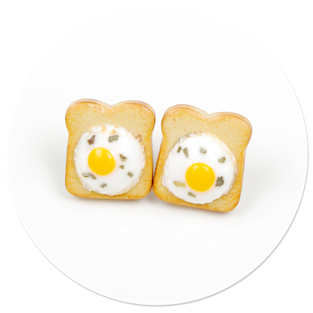 earrings toast with egg (plug-in)