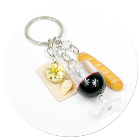 keyring with wine and cheeses no. 5