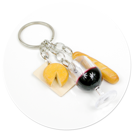 keyring with wine and cheeses no. 7