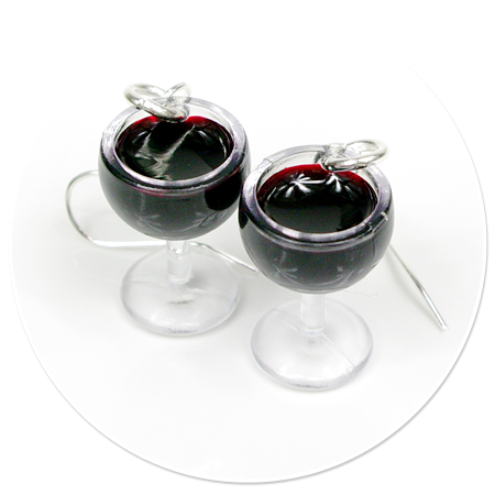 earrings glass with red wine no. 2